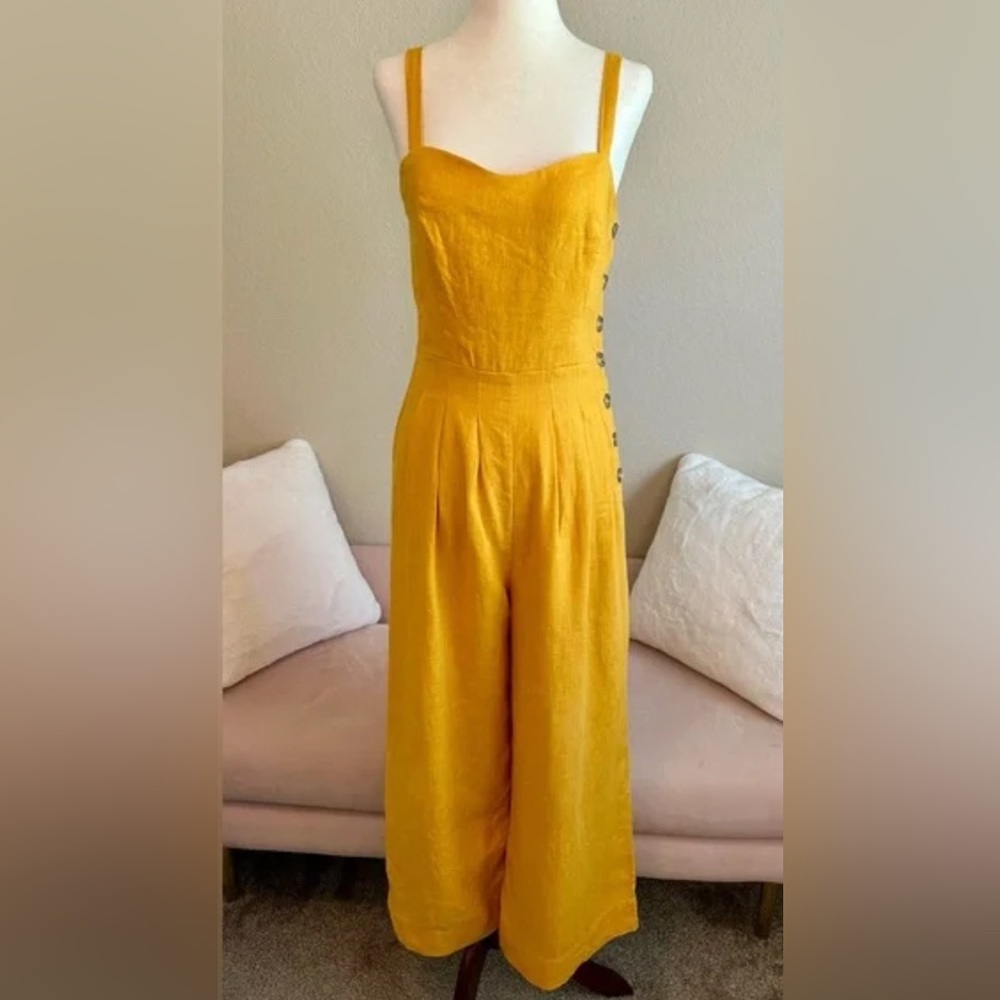 BCBGMaxAzria Mustard Jumpsuit with Button Detail
